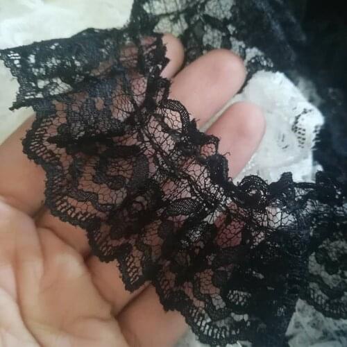 1Yards Pleated Guipure Lace Ribbon Trim 4cm White Black Tulle Embroidery Lace Fabric Sewing Dress Decoration Clothes Crafts RG12