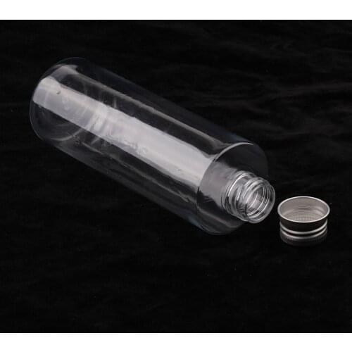 10Pcs 250ml Round Clear Plastic Pet Bottle w/Aluminum Cap for Shampoo Liquid