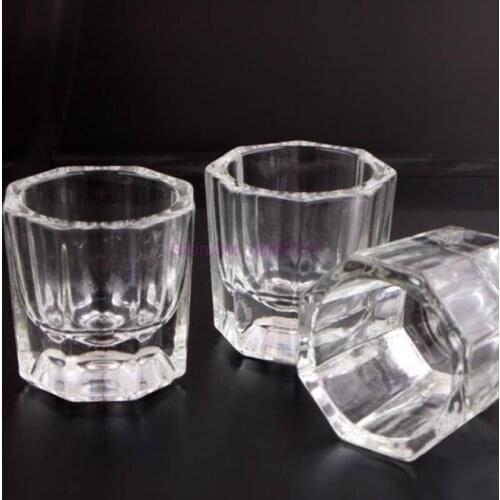 200pcs Nail Glass Cup Clear Crystal Bowl Acrylic Powder Liquid Holder Dappen Dish Octagon Glass Bowl Cup Nail Art Tools