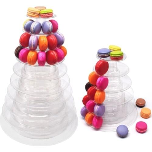 6-Tiers Macaron Display Stand Cupcake Tower Rack Tools Bakeware Cake Stand PVC Tray For Wedding Birthday Cake Decorating JU0021
