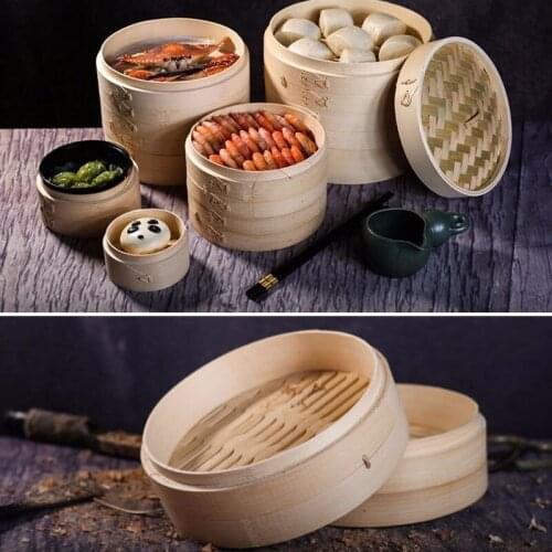 Bamboo Steamer for Fish Rice Vegetable Snack Basket Set Kitchen Cooking Tools Dumpling Steamer 13-30cm Steaming machine