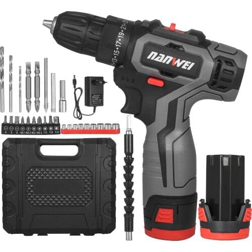 12V Cordless Drill Brushless Electric Drill Cordless Screwdriver Mini Electric Power Screwdriver Drill 25+1 Torque Hammer Drill