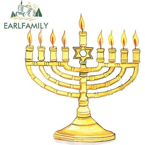 EARLFAMILY 13cm x 11.6cm Menorah Printed Vinyl Decal Window Wall Car Sticker for Truck Boat SUV Car Styling Motorcycle Graphics