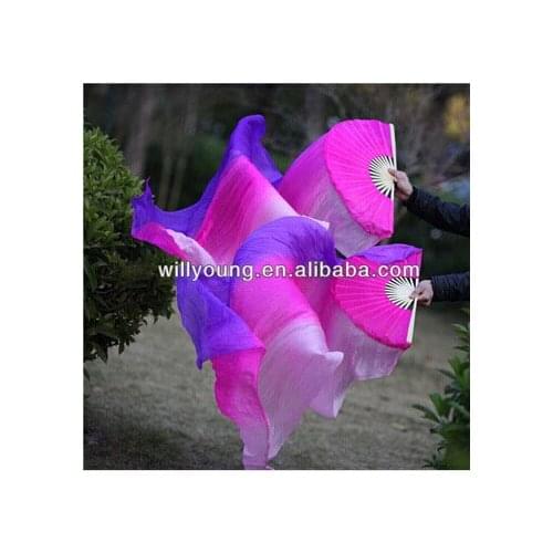 New Arrival Real Silk fan Veils for Bellydance high quality Dancing Silk Fans 180cm length Multicolor mixed hot-selling