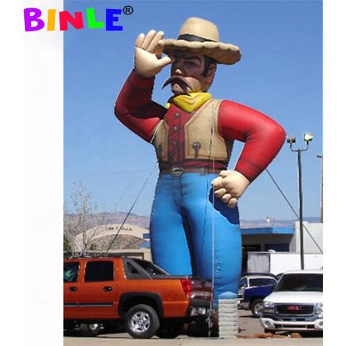 Customized 5mH cool giant inflatable cowboy with hat cartoon character mascot for advertising