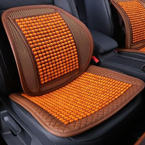 KKYSYELVA Wooden Beads Car Seat Cushion Cover Back Support Lumbar supports for office home Waist Support Interior Accessoreis