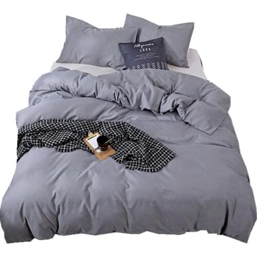 Bedding Set King Size Solid Color Brushed Three Pieces Plain Quilt Cover Pillowcase Duvet Cover Full Size Bed Queen Size