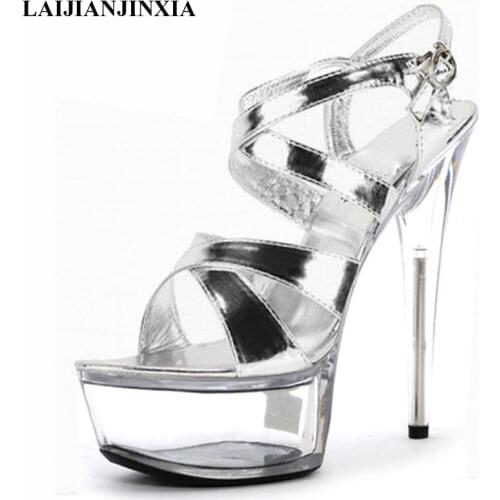 LAIJIANJINXIA New Summer Women Dancing Shoes Holiday Nightclub Party Queen 15cm High Heels Platform Sandals Pole Dance Shoes