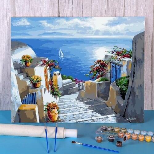 Landscape DIY Painting By Numbers Kit Acrylic Paints 50*70 Canvas Pictures Home Decor For Kids Handicraft For Drawing Art