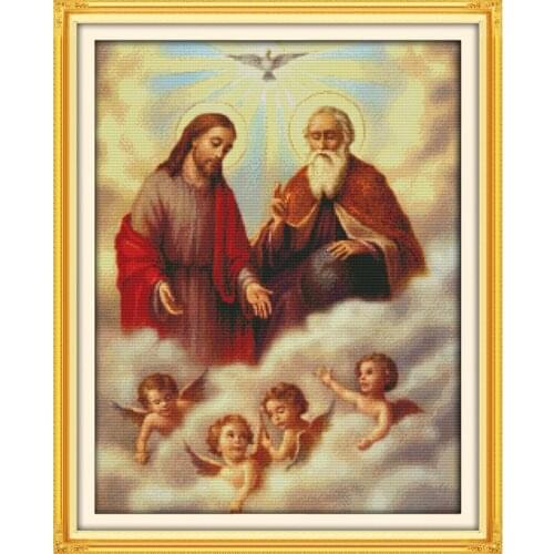 Everlasting Love Jesus And Cherubs Chinese Cross Stitch Kits Ecological Cotton Stamped Printed DIY Wedding Decoration For Home