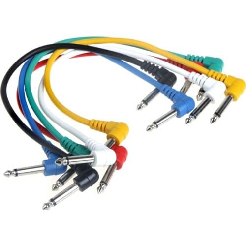 Set of 6pcs Colorful Guitar Pedal Cables Guitarra Patch Cables Angled for Guitar Effect Pedals Guitar Parts & Accessories
