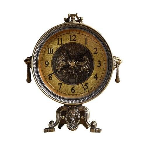 Furnishing Office Pendulum Desk Alarm Retro Desktop Bedroom Metal Vintage Clock Snooze Function Decoration Table Clock LY457