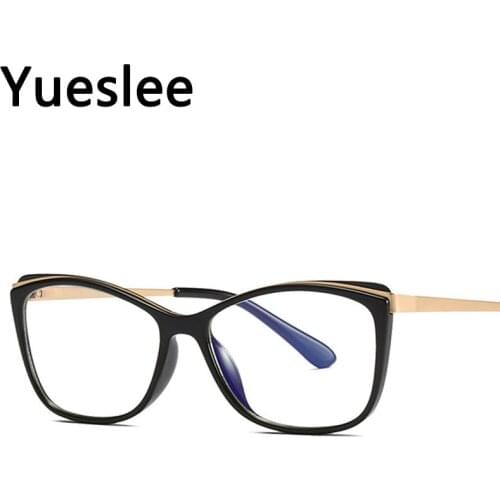49399 Lentes Luz Azul Plastic Titanium Anti Blue Light Cat Eye Glasses Frame Men Women Optical Fashion Computer Eyeglasses