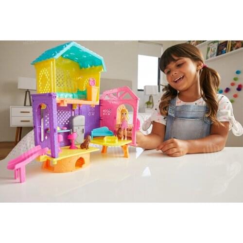 Original Polly Pocket Polly Baby 2 Storey Home and Kitchen Accessories Dog Figure Furniture Girls Toys for Children Playset Gift