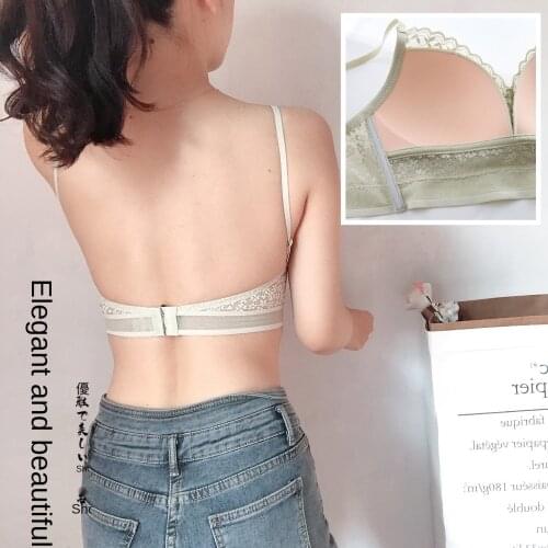French Style Sexy Bra Fashion Push Up Comfort Underwear Womens Non Steel Ring U-Shaped Dress Underwear Sexy Invisible Lingerie