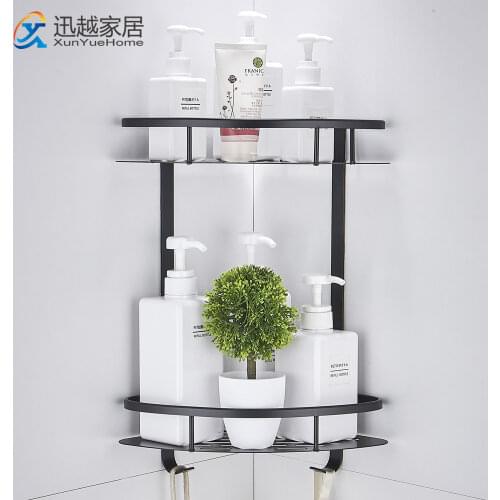 Bathroom Shelf Punch-Free Shower Caddy Corner Frame Wall Mounted Aluminum Toilet Storage Shampoo Holder Kichen Organizer Rack