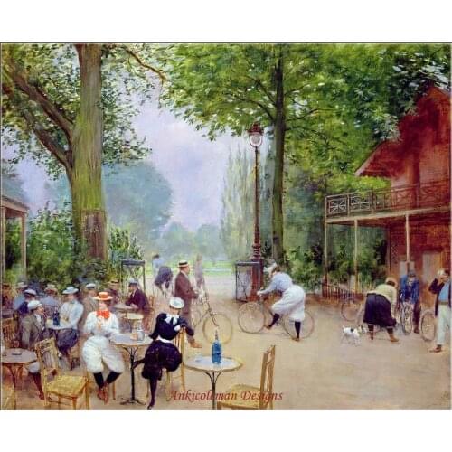 Needlework for embroidery DIY DMC - Counted Cross Stitch Kits 14 ct Oil painting - The Cycle Stop in the Bois de Boulogne