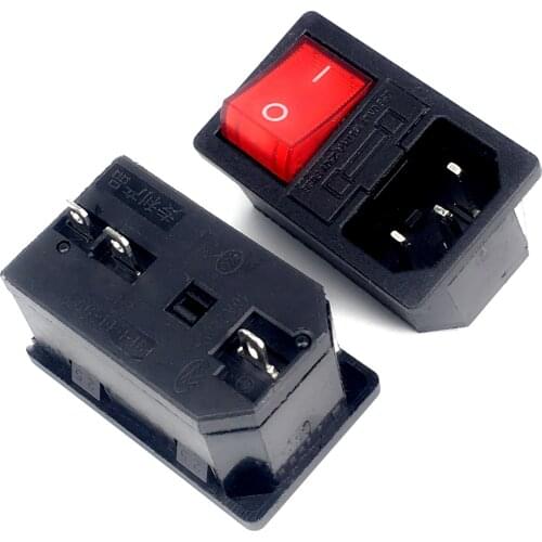 1PC IEC320 C14 AC Power Cord Inlet Socket Receptacle With Rocker Switch 250V 10A With Fuse