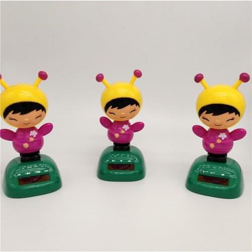 Dancing Bee Girl Figure Solar Powered Toy Home Car Dashboard Ornament