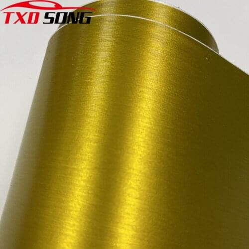 Premium Quality Gold Chrome Metallic Brushed Aluminum Vinyl Air Bubble Car Wrap Film Car Sticker Styling Auto Foil Decoration