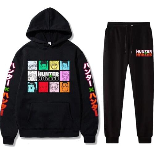 Japanese Anime Hunter X Hunter Hoodie Set Men Women Hoodies Pullover Hoodies Pants Tracksuits Casual Jogging Suits