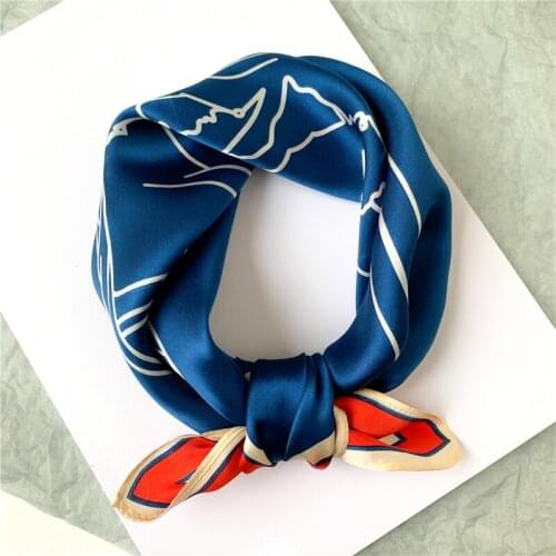 Women Real Silk Scarf Lady Hair Band Design Print Choker Accessories Small Square Neck Scarves Striped Neckerchief New 2021