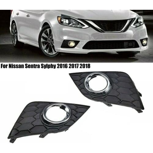 1 Pair Front Fog Light Lamp Kit Bumper Cover Trim for Nissan Sentra 2016-2019