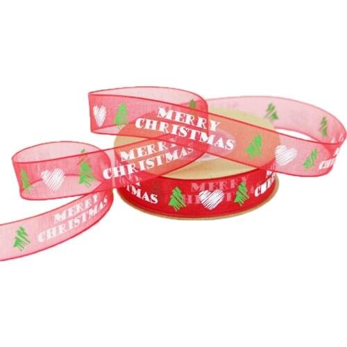10Meter/roll) 15mm Christmas tree decoration snowflake ribbon lace DIY hair accessories gift wrapping material