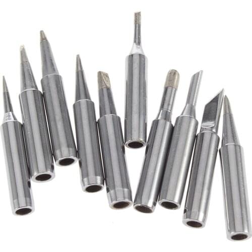 10pcs+Iron casing /lot Lead-free Solder Iron Tip 900M-T For 936 SAIKE ATTEN AOYUE KADA YIHUA Soldering Rework Station Iron Tsui