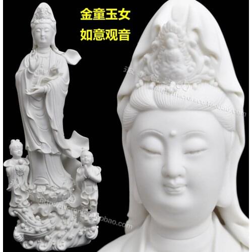 19 "Jintongyunv put Ephraim Guanyin Buddha boy worship Guanyin Buddha Buddhist activities like Dehua ceramics