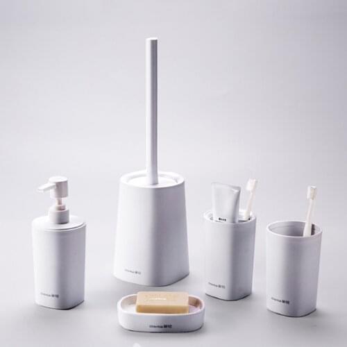 5pcs/set Bathroom Accessories Sets Toothbrush Holder Soap Dispenser Tumbler Soap Dish Toilet Brush Home Bathroom Storage Product