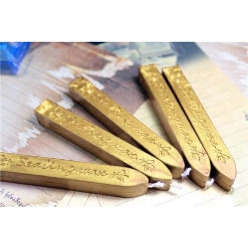 5Pcs Vintage Gold Manuscript Sealing Seal Wax Sticks Wicks For Postage Letter Home Office Stylish Practical Tools A75