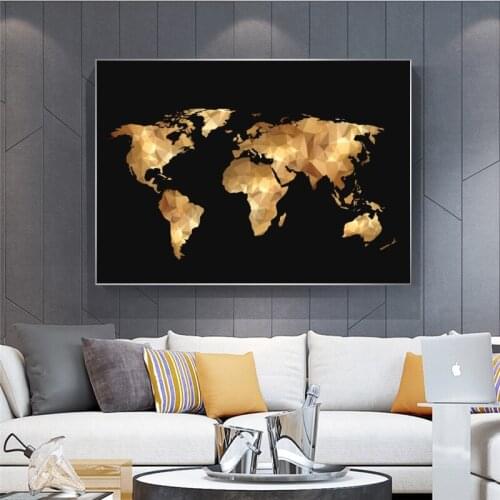 Abstract World Map Canvas Painting Posters and Prints on Canvas Scandinavian Cuadros Wall Art Pictures for Living Room Decor