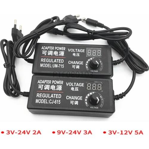 Verstelbare AC NAAR DC Power Adapter Voeding 3V 5V 6V 9V 12V 18V 24V Voeding 5V 12V 24V 2A 3A 5A Verstelbare Universele Adapter
