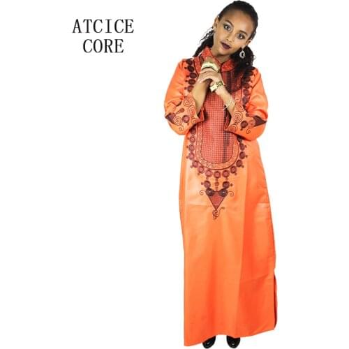 African dresses for woman soft material embroidry design dress long dress without scarf
