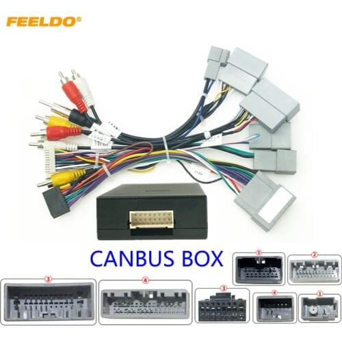 FEELDO Car 16pin Audio Wiring Harness With Canbus Box For Honda Civic CRV Breeze Aftermarket Stereo Installation Wire Adapter