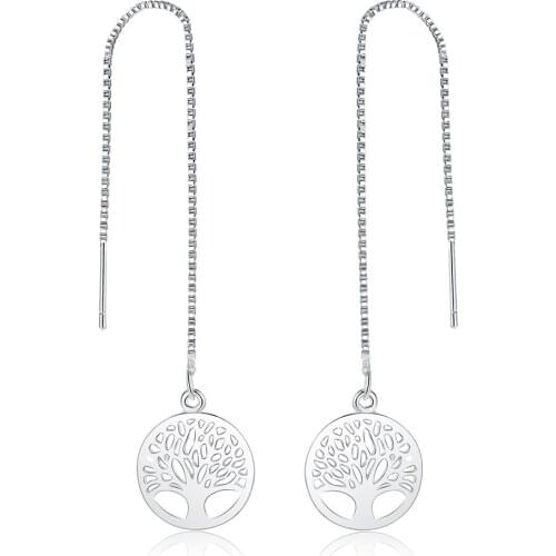 Free shipping silver beautiful simple and exquisite round tree drop earrings party earrings 2021 trend classic jewelry
