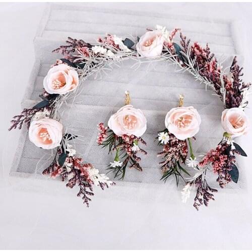 Bohemia Flower Hairband Set for Women Crown Headband Party Beach Wedding Bride Headwear Ornament Hair Accessories 2020