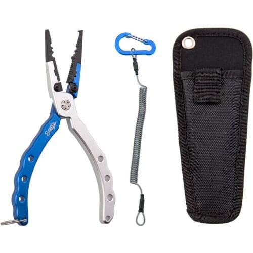Booms Fishing Stainless Steel Fish Fishing Plier Scissor fishing crimping pliers with Lanyard and Sheath