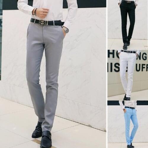Business Mens Pants Gentle Man Trousers Fashion Male Straight Pants Solid Color Fit Smart Casual Pants