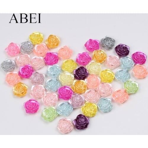 25pcs 18mm ABS Resin Rose Flatback flower Pearls Bead Loose Beads Gem Rhinestone