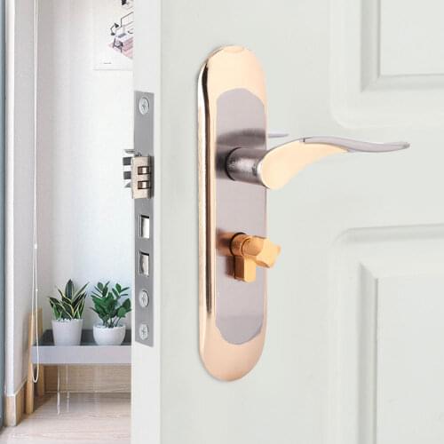 Household Indoor Security Door Handle Lock Set With Keys Electroplating Aluminum Alloy Mute Bearing Door Lock