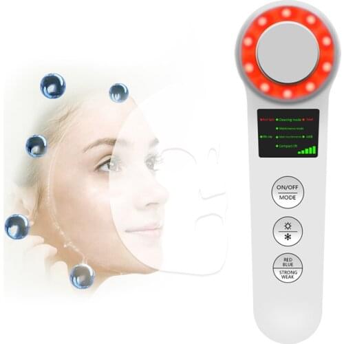 Hot Cold Facial Microcurrent device Iontophoresis LED Rejuvenation Machine Face Facial Cleaning Massager Lifting Massage Beauty