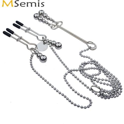 Sex Toys for Women Stainless Steel Three Head Nipple Vagina Clips Sex G-Spot Stimulator Adult Games Breast Toys Kit for Couples