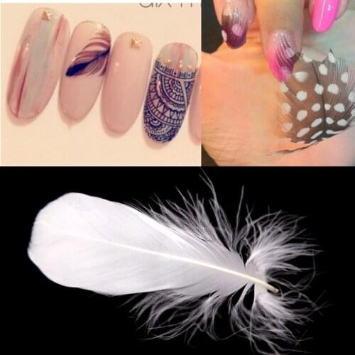 JEARLYU White 3D Real Feather 10bag(100pcs/bag)Nails Accessories DIY Decoration Tools Nail Art Stickers Decorations Nageldesign
