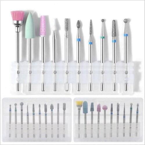 10Pcs/box Nail Cone Tip Ceramic Drill Bits Electric Cuticle Clean Rotary For Manicure Pedicure Grinding Head Sander Tool