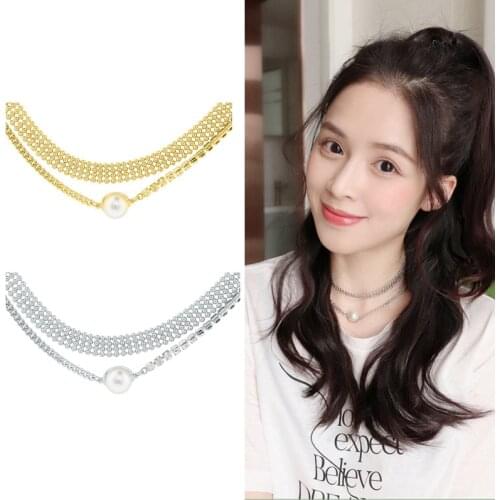 Short necklace womens neck chain exaggerated double-layer folding removable Choker clavicle chain necklace