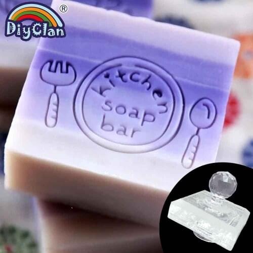 Kitchen soap bar handmade stamp clear Diy natural plexiglass soap making seal fork and plate resin chapter knife and fork