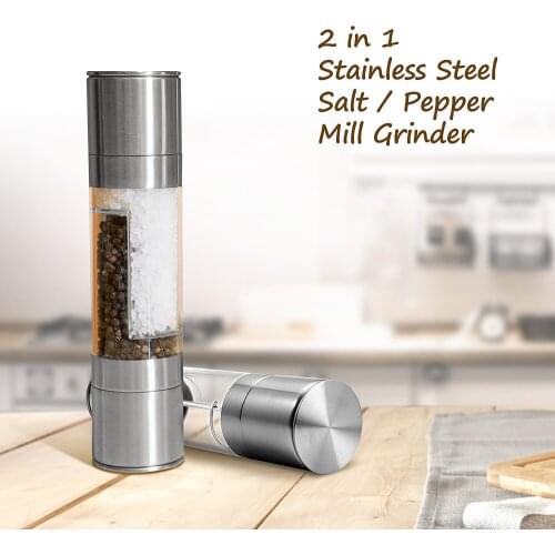 2020 High Quality 2 In 1 Stainless Steel Manual Pepper Salt Spice Mill Grinder Kitchen Seasoning Cooking Tools Support Wholesale