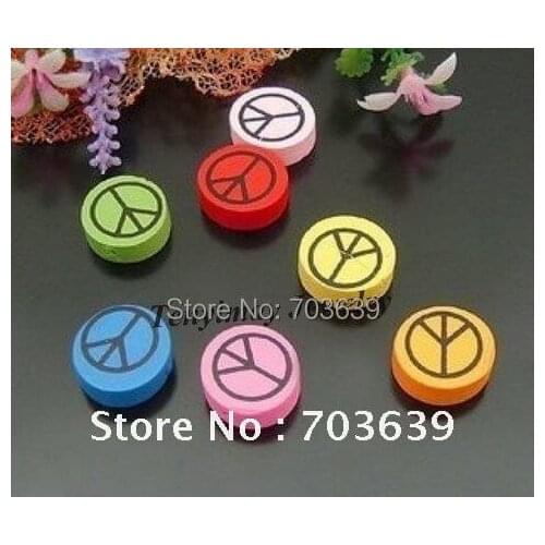 Fashion Peace Symbol Wooden Beads Free Shipping Mixed Color Wood Accessory For DIY 200pcs